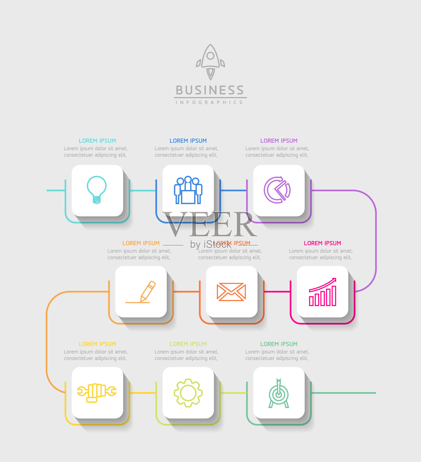 矢量业务演示连接步骤信息图模板插画图片素材