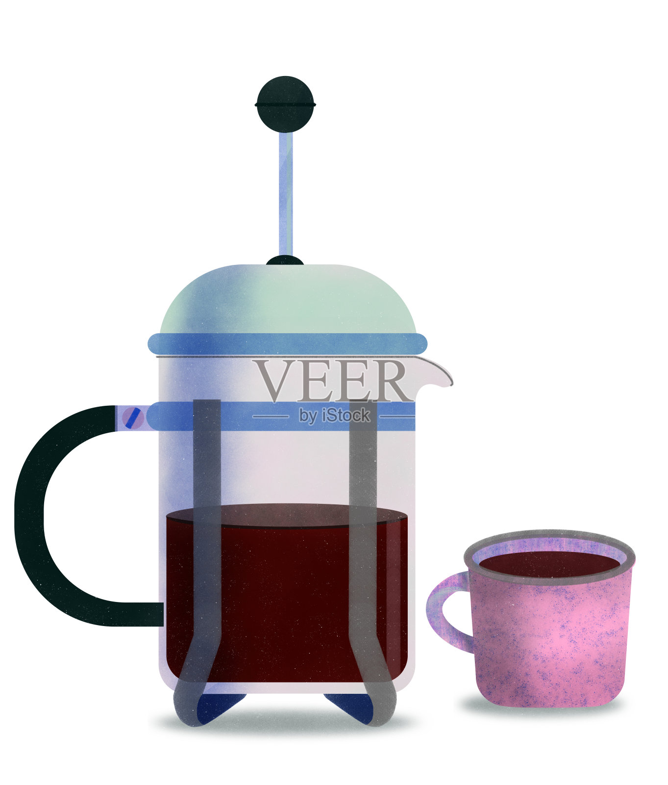 法式滤压壶咖啡插画插画图片素材