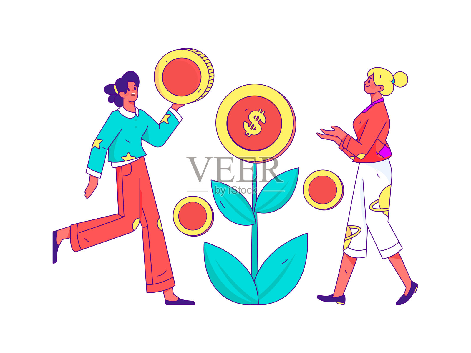 互联网理财投资平面矢量概念操作手绘插图插画图片素材