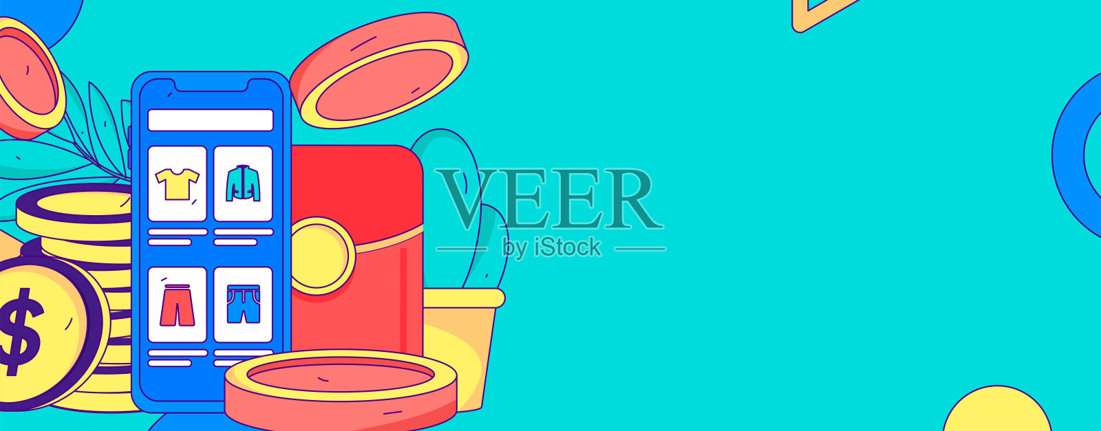 假日购物的人做电子商务网上购物平面矢量概念操作手绘插图插画图片素材