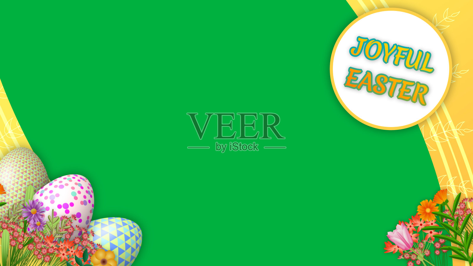 快乐的复活节祝福和节日设计与装饰鸡蛋插画图片素材