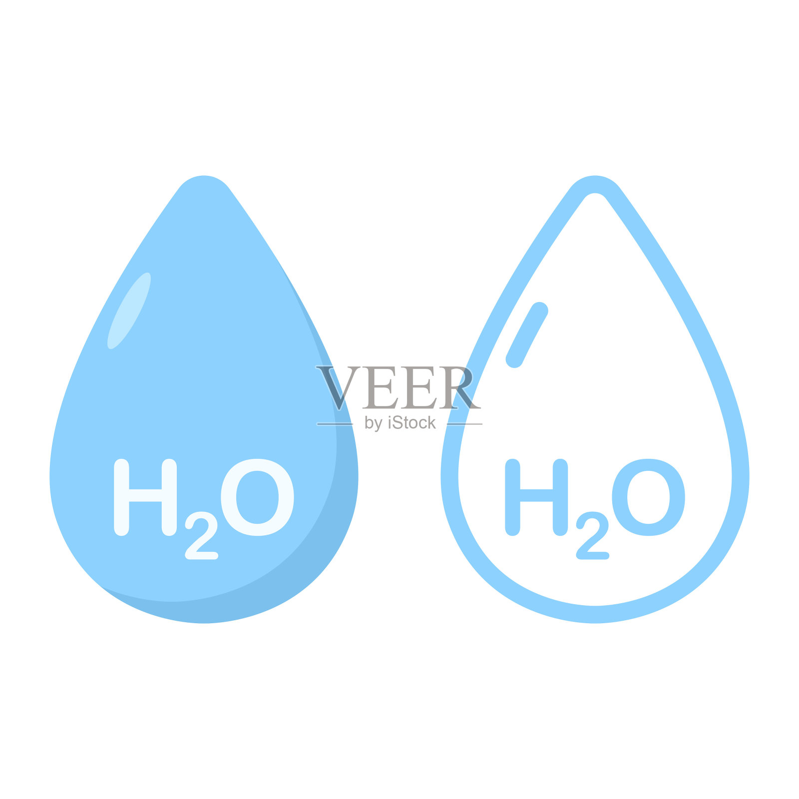 H2O水滴图标矢量设计。插画图片素材