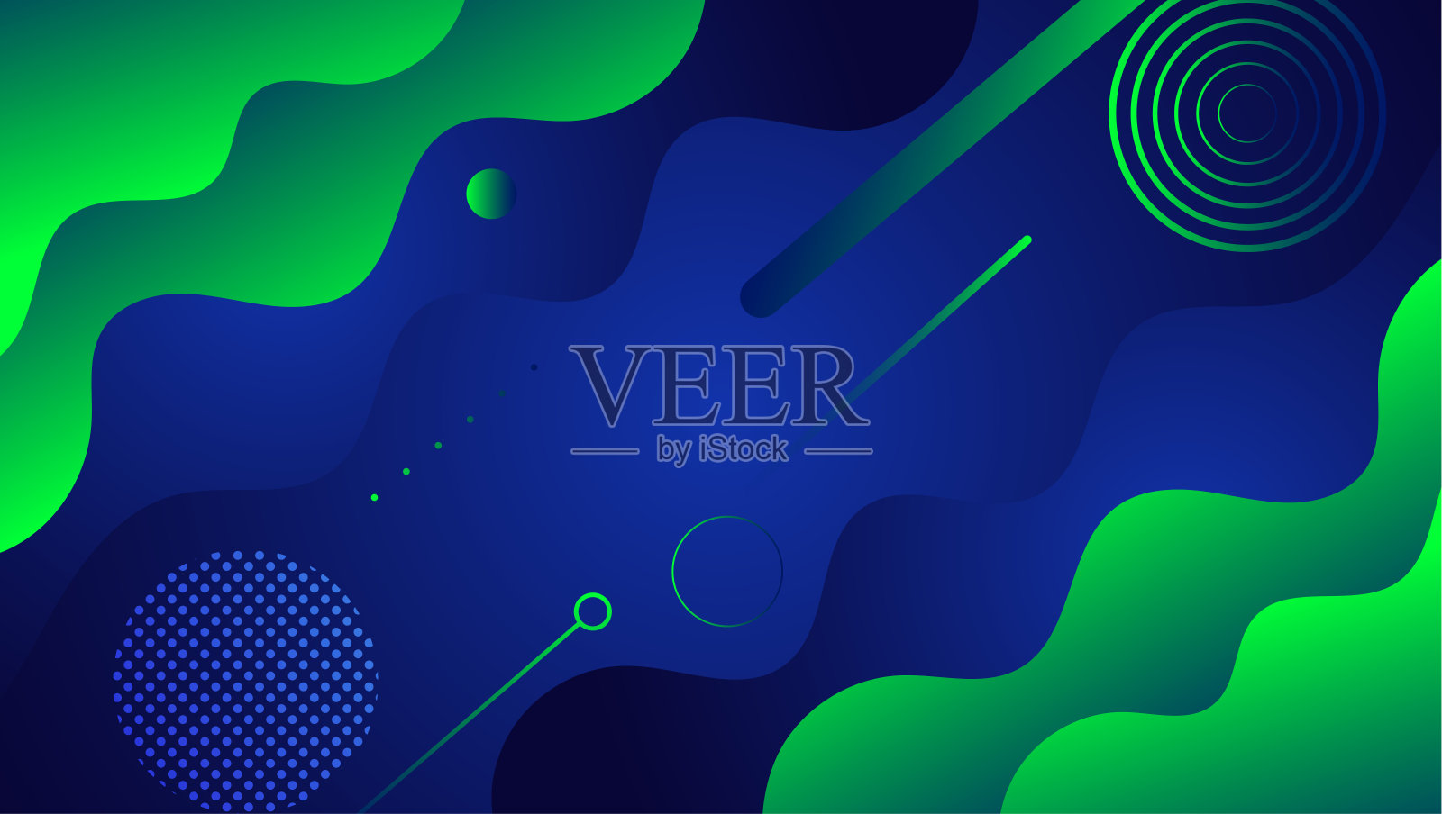 现代深蓝和绿色渐变几何圆形抽象背景插画图片素材