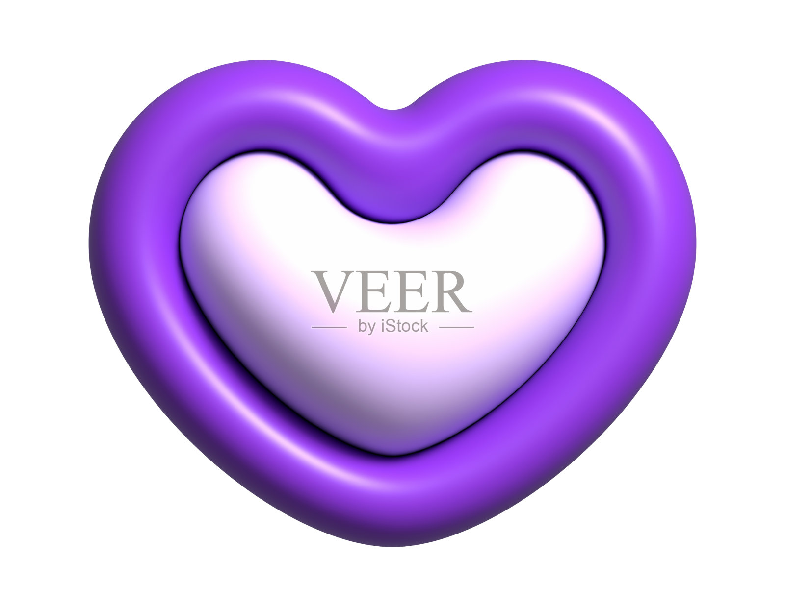 3D紫色心形，图标心形，爱和喜欢按钮的表情符号，心形贴纸照片摄影图片