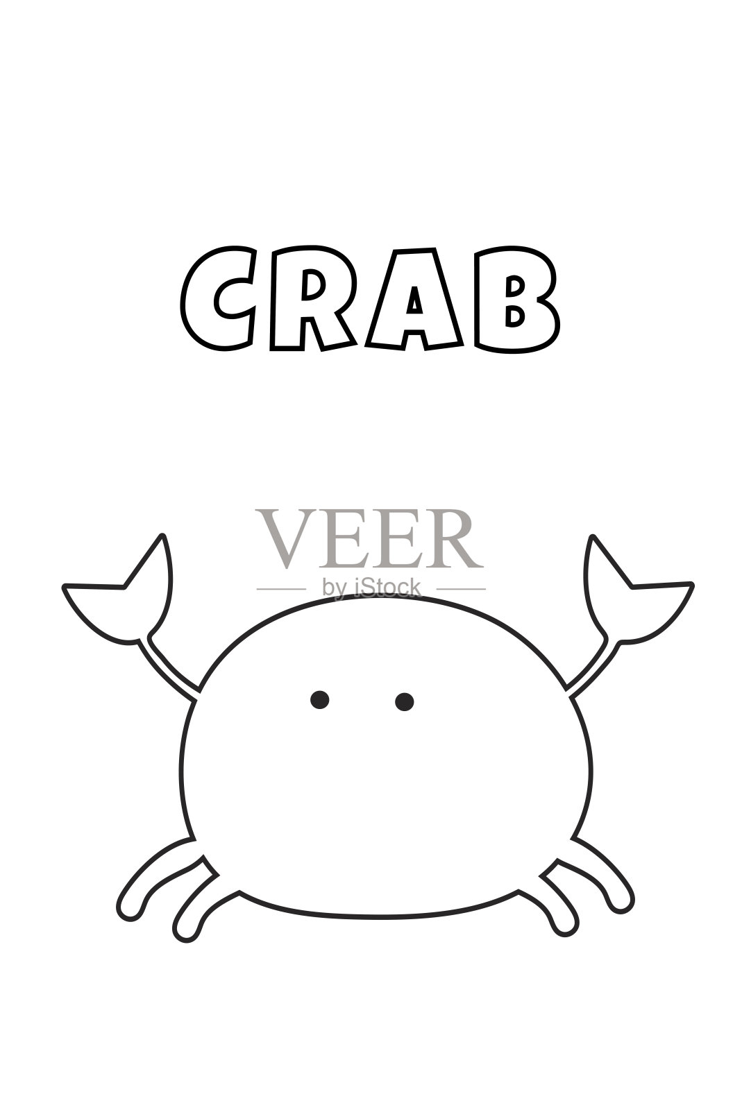 用粗线给小孩子上色。蟹插画图片素材