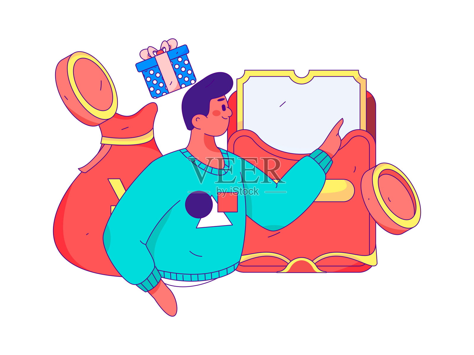 假日购物的人做电子商务网上购物平面矢量概念操作手绘插图插画图片素材