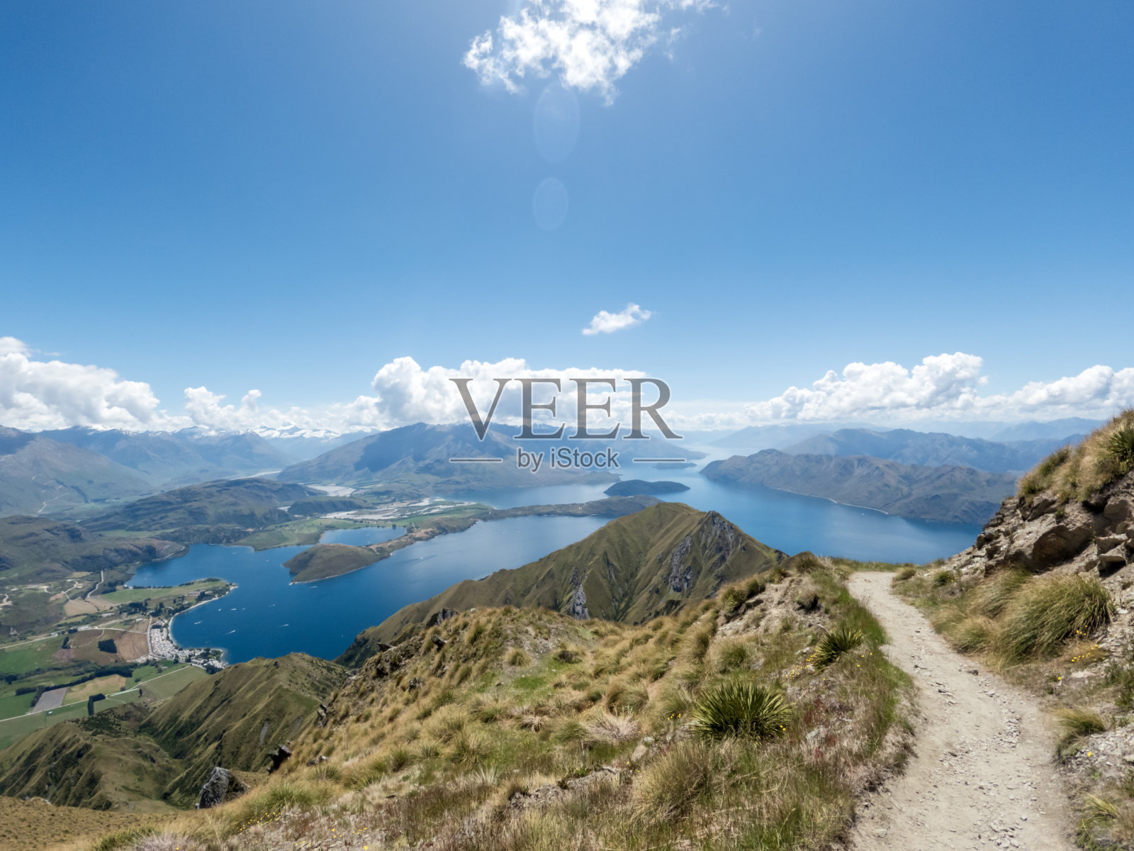 罗伊的高峰步行:一个壮观的徒步旅行提供瓦纳卡湖和南阿尔卑斯山，新西兰的壮丽景色照片摄影图片