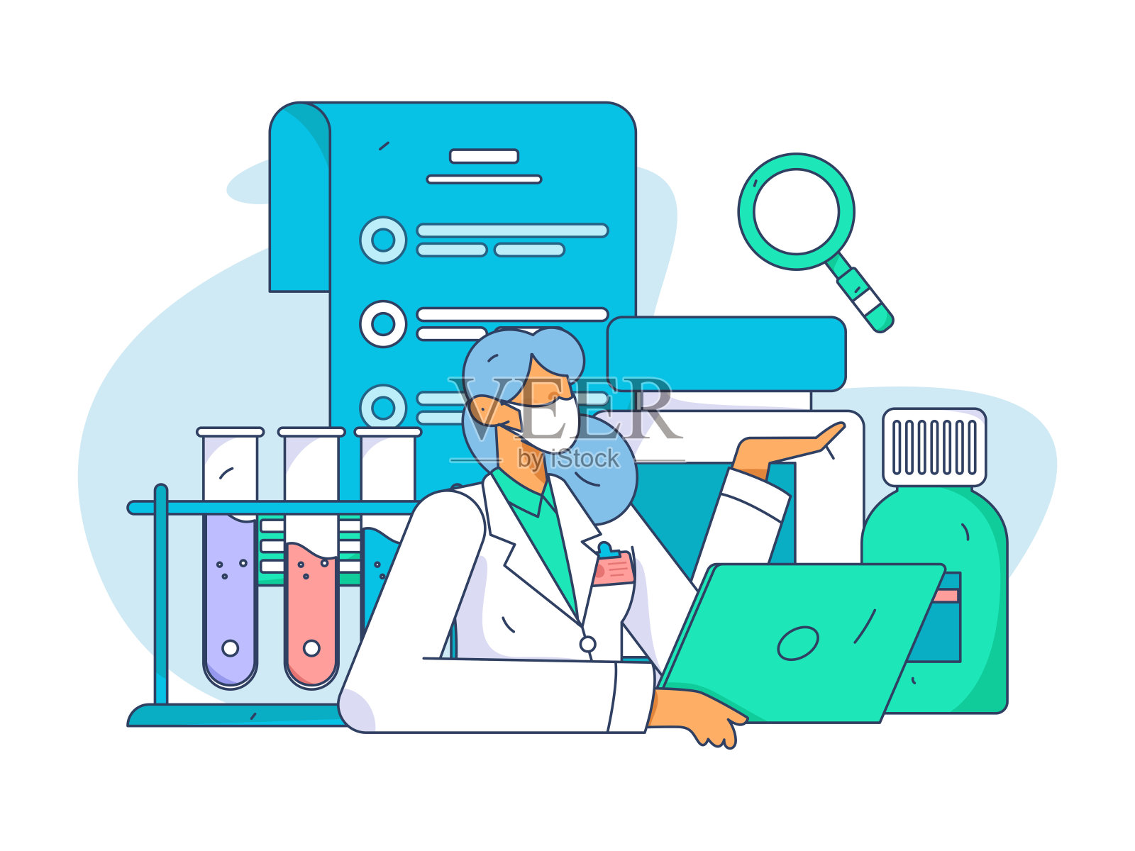 医学人物抗击疫情的平面矢量概念操作手绘插图插画图片素材