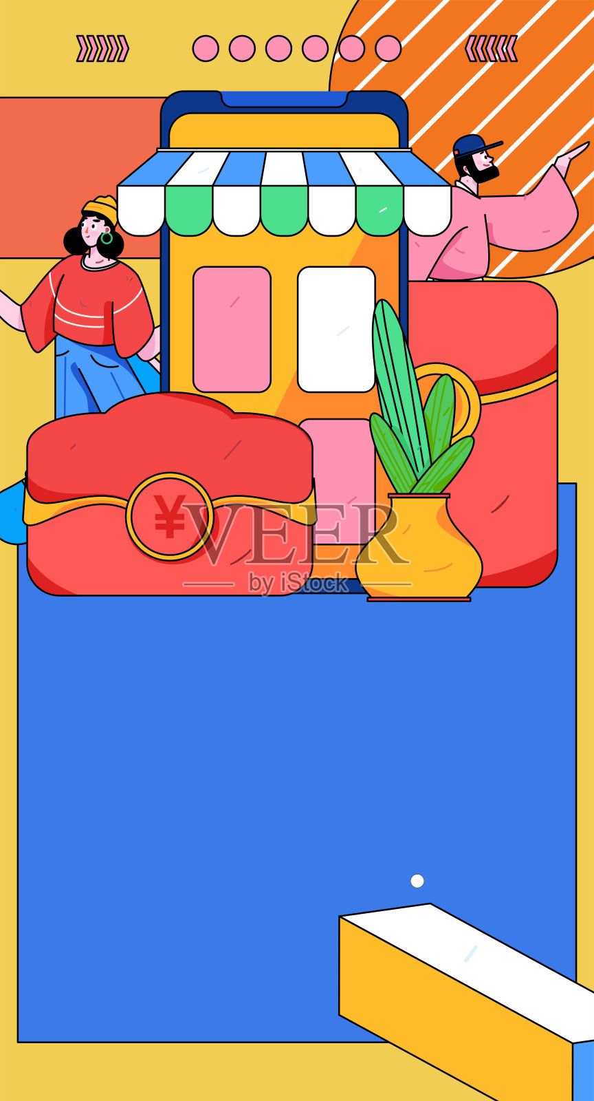 假日购物的人做电子商务网上购物平面矢量概念操作手绘插图插画图片素材