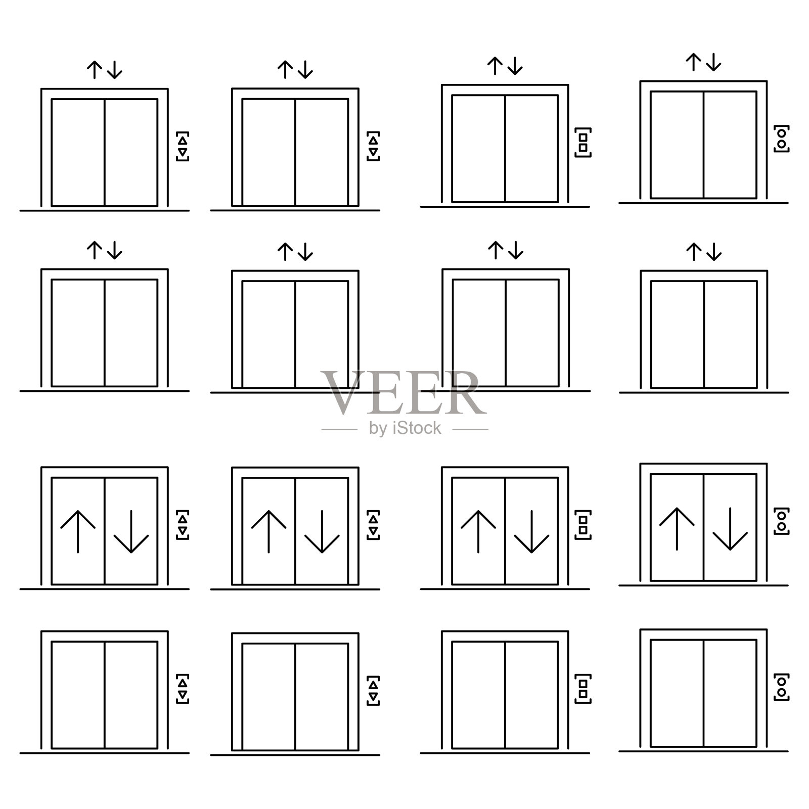 电梯图标，平面设计标志，建筑门口符号矢量插图插画图片素材