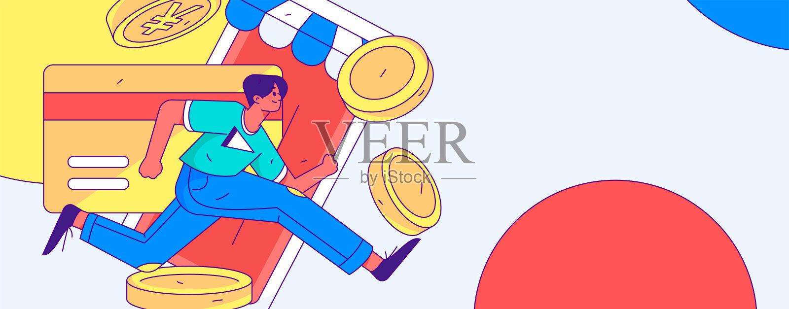 信用卡账单字符平面矢量概念操作手绘插图插画图片素材