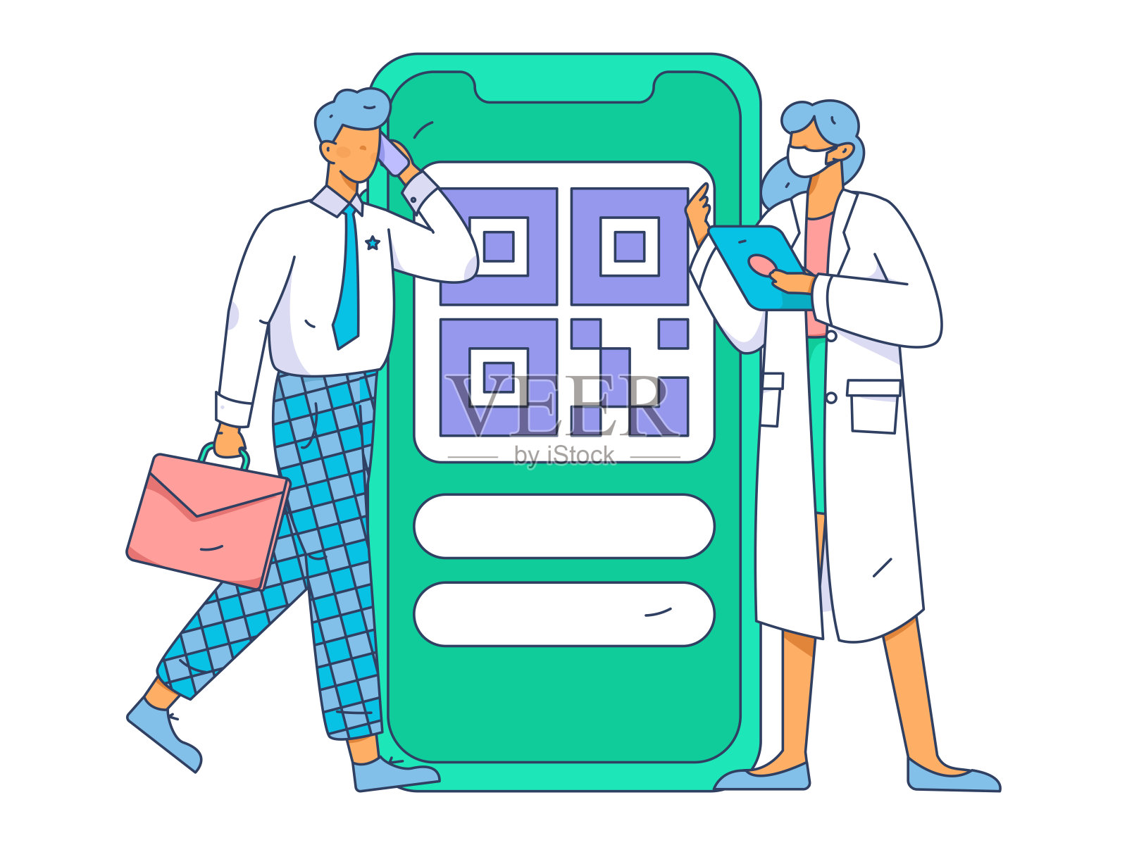 医学人物抗击疫情的平面矢量概念操作手绘插图插画图片素材