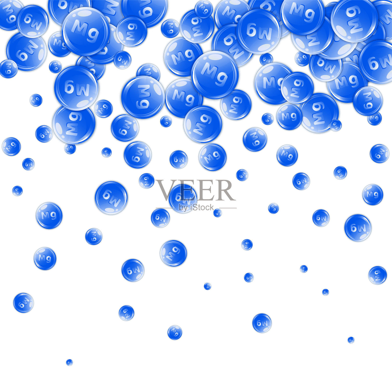 圆形镁胶囊随机分散。插画图片素材