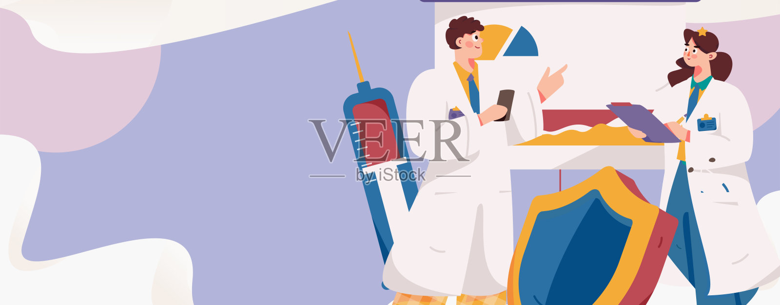 医学人物抗击疫情的平面矢量概念操作手绘插图插画图片素材