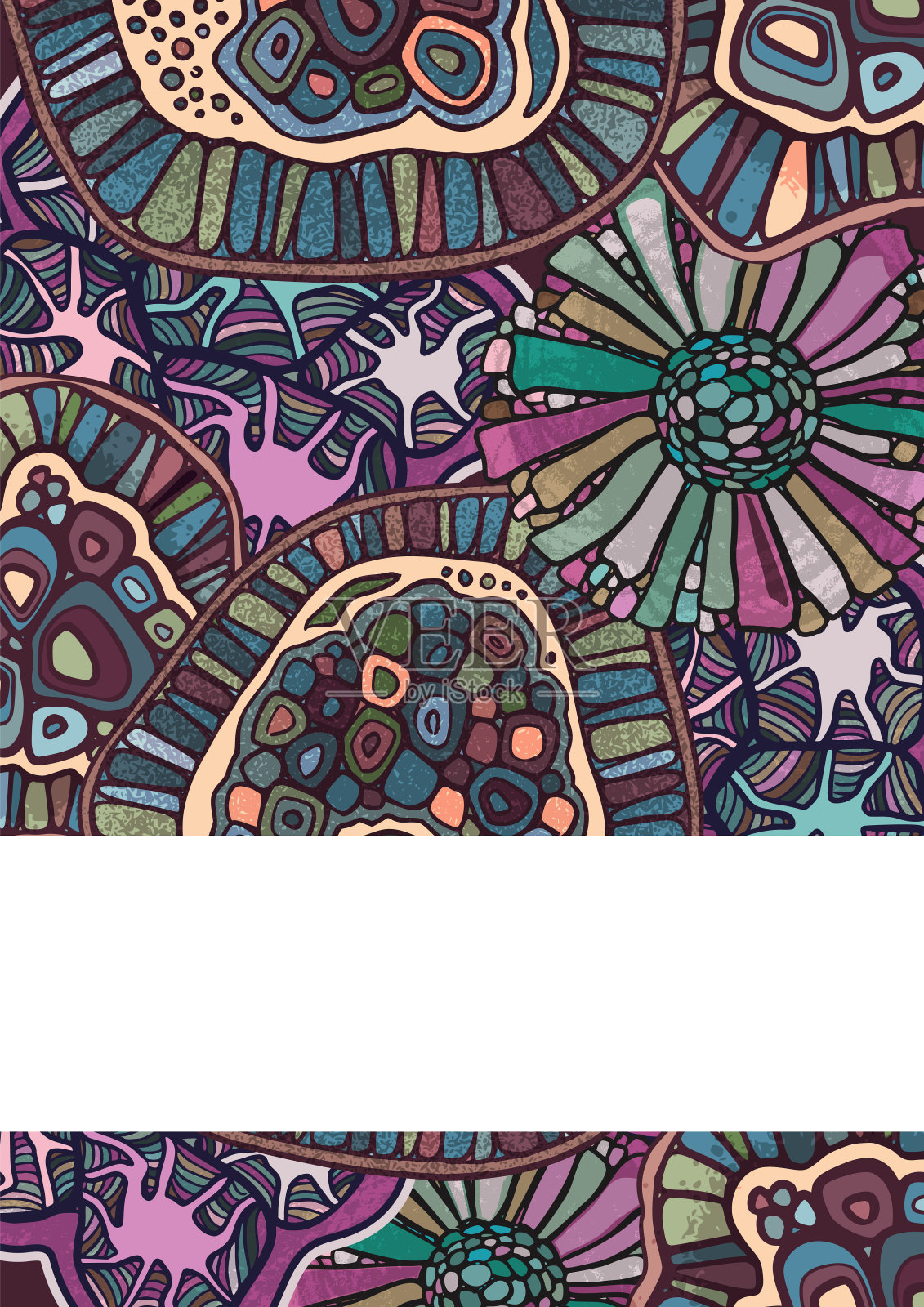 矢量模板的卡片或邀请与彩色抽象的有机图案。生物学风格的抽象背景。插画图片素材