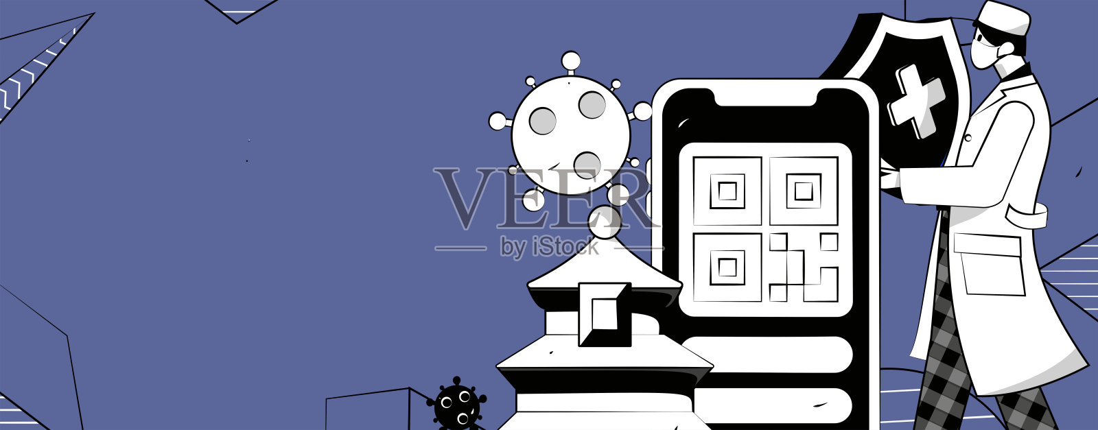 医学人物抗击疫情的平面矢量概念操作手绘插图插画图片素材