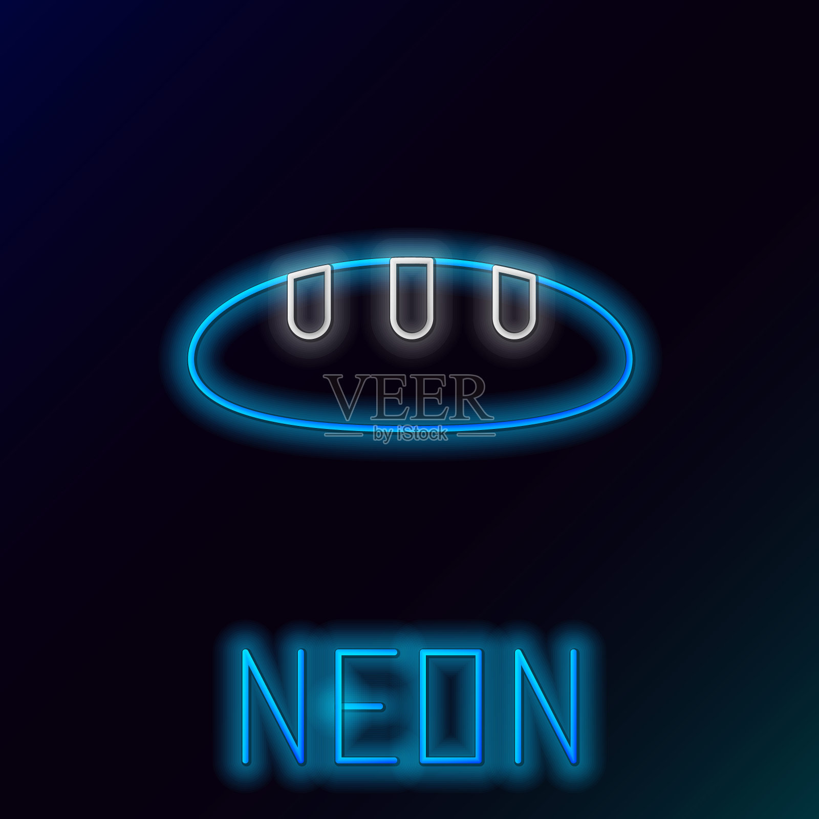 发光的霓虹线面包面包图标孤立的黑色背景。色彩缤纷的轮廓概念。向量插画图片素材