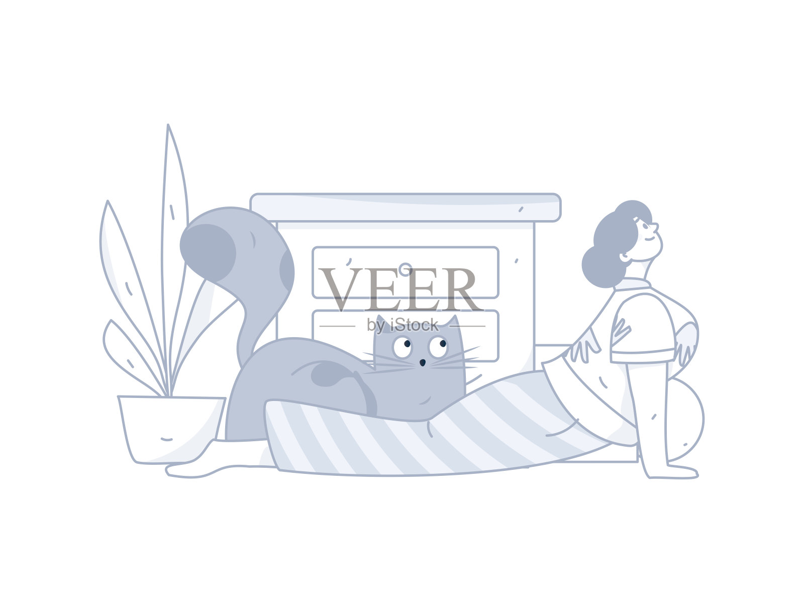 家庭室内人物场景平面矢量概念操作手绘插画插画图片素材