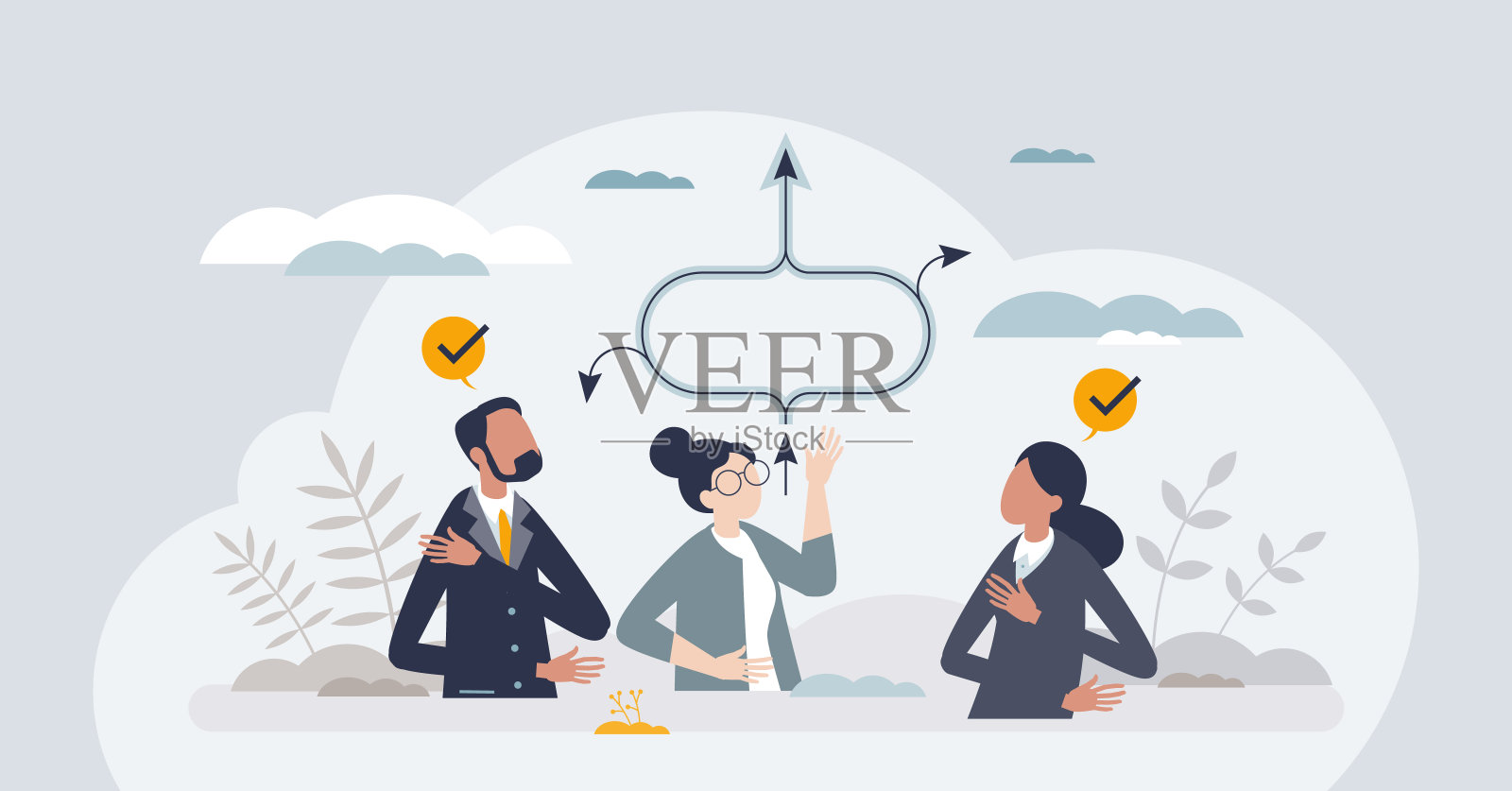 调解会话和重定向对话进程的小人概念插画图片素材