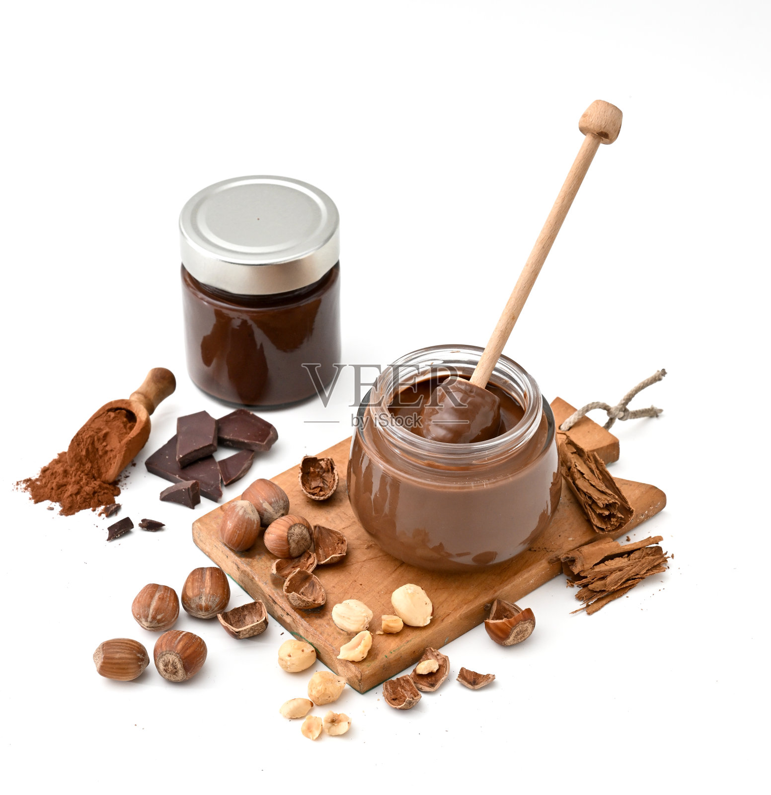 榛子奶油，比如Nutella奶油照片摄影图片