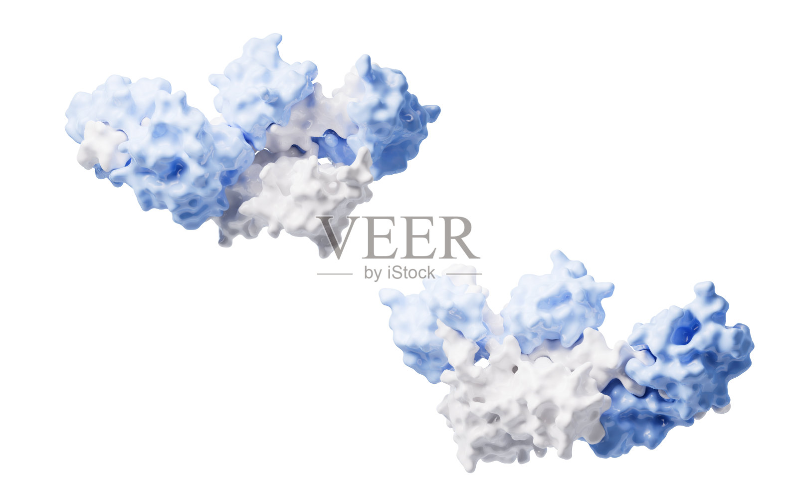 蛋白质结构与生物概念，三维渲染。照片摄影图片