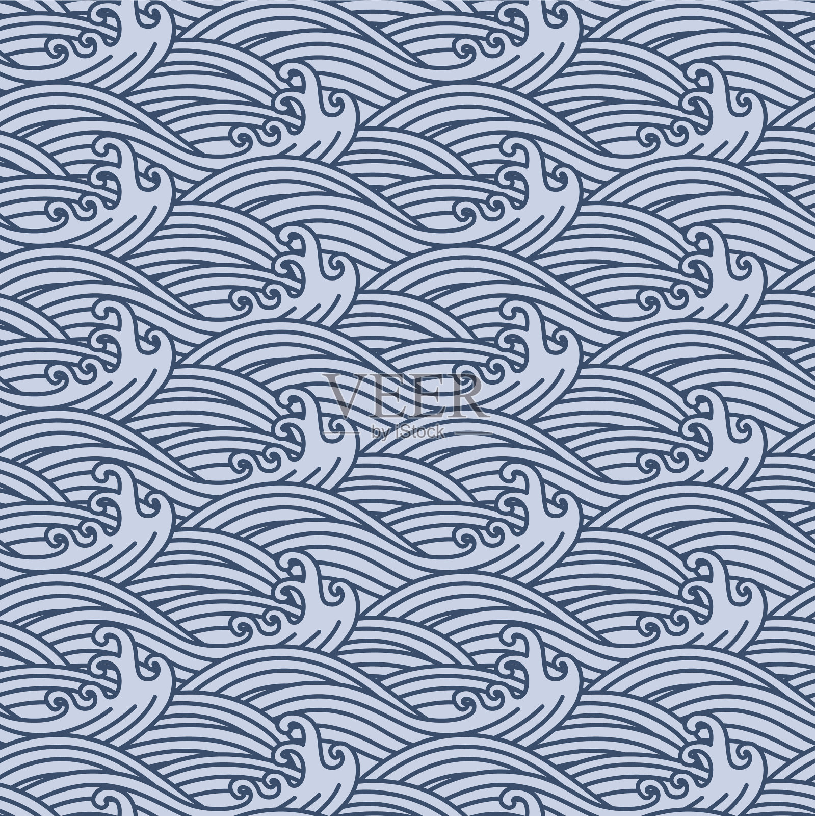日本漩涡海浪矢量无缝模式插画图片素材