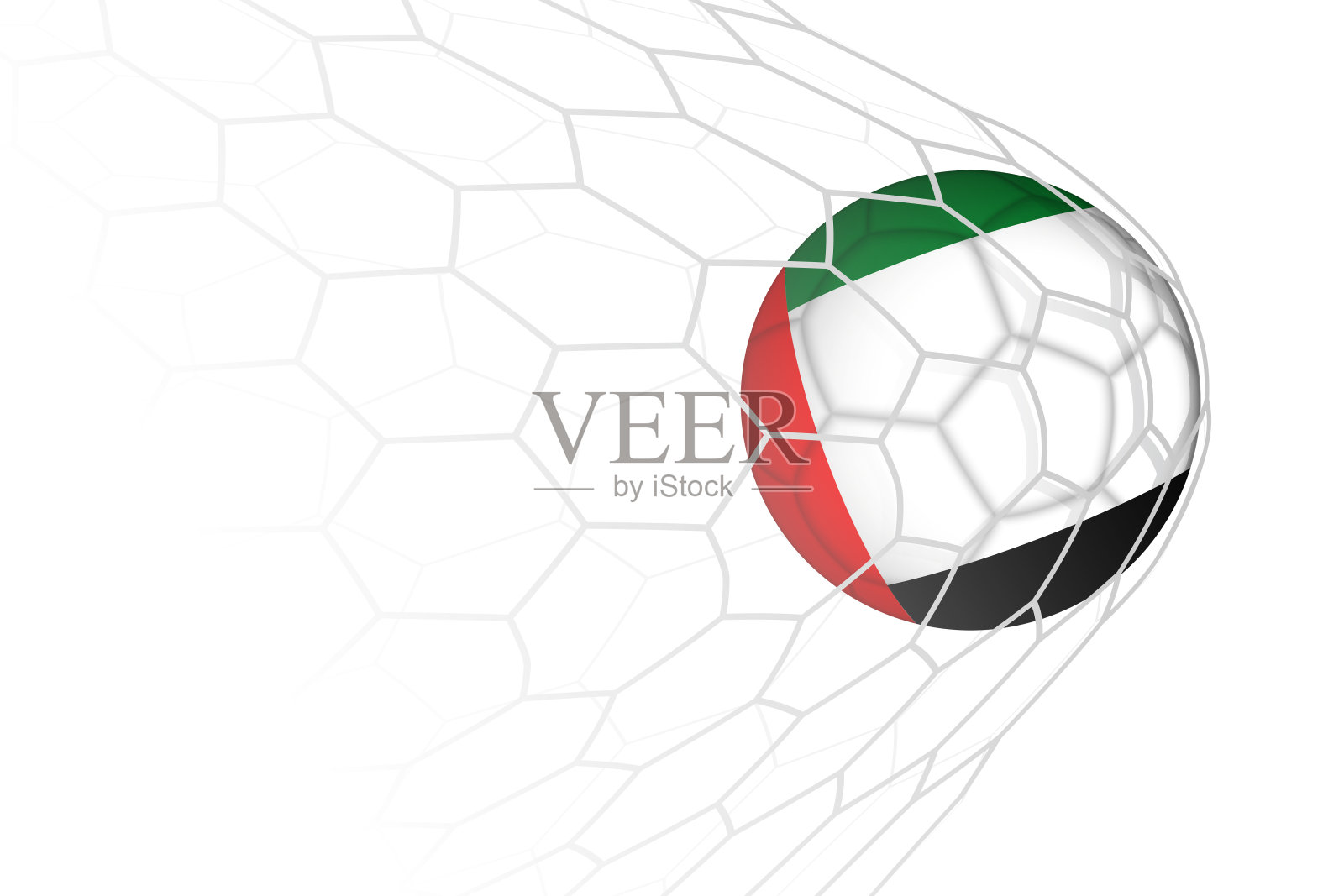 阿联酋国旗足球入网。插画图片素材