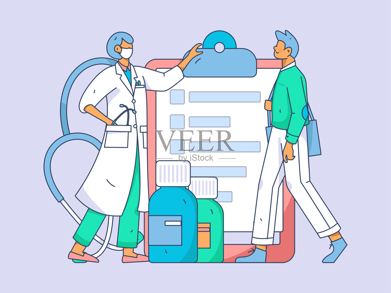 医学人物抗击疫情的平面矢量概念操作手绘插图插画图片素材