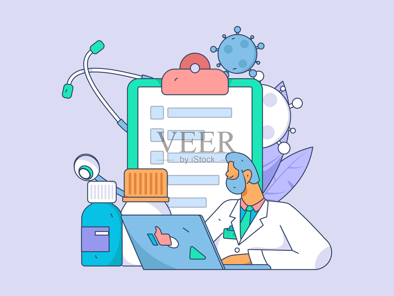 医学人物抗击疫情的平面矢量概念操作手绘插图插画图片素材