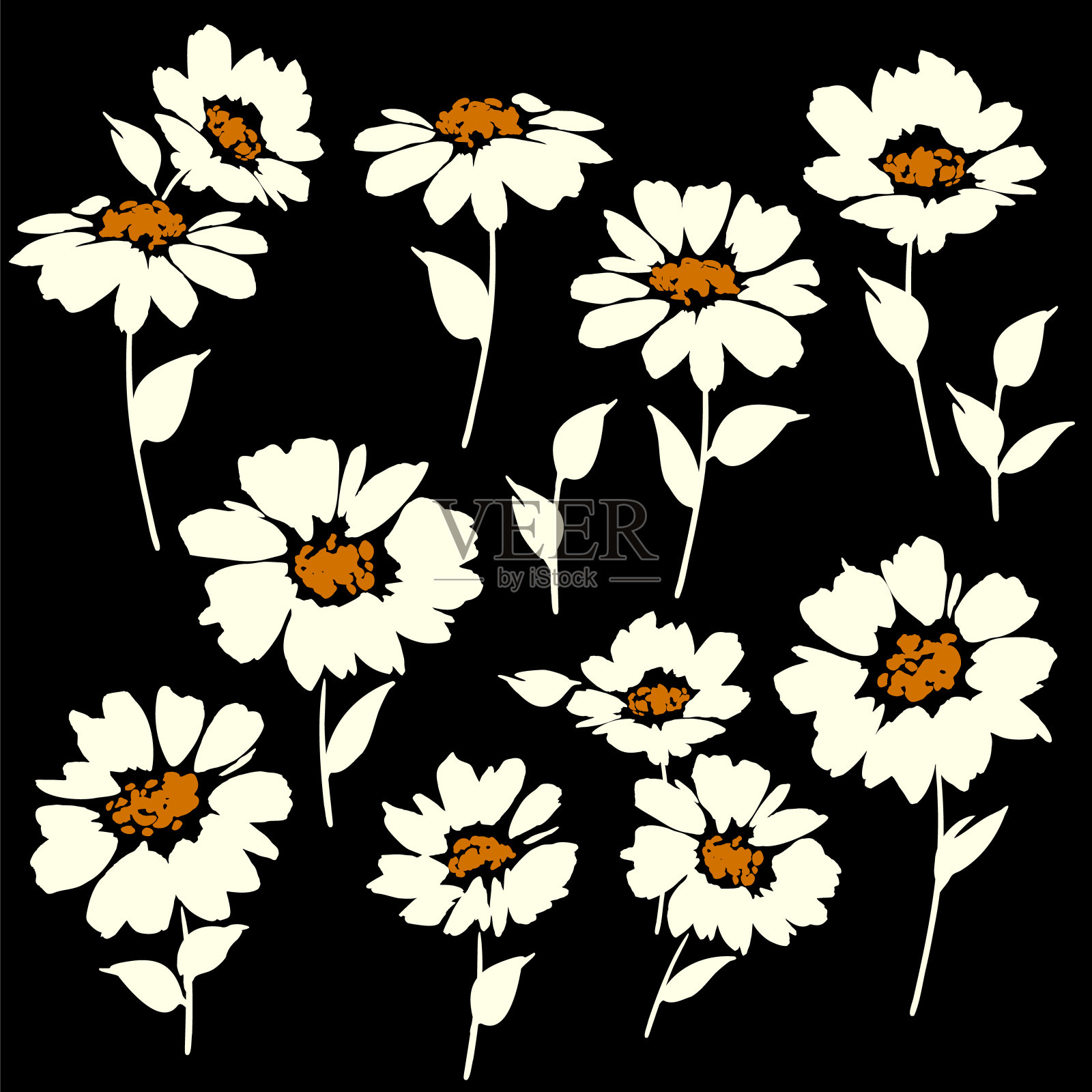 抽象花卉材料是纺织设计的理想材料，插画图片素材