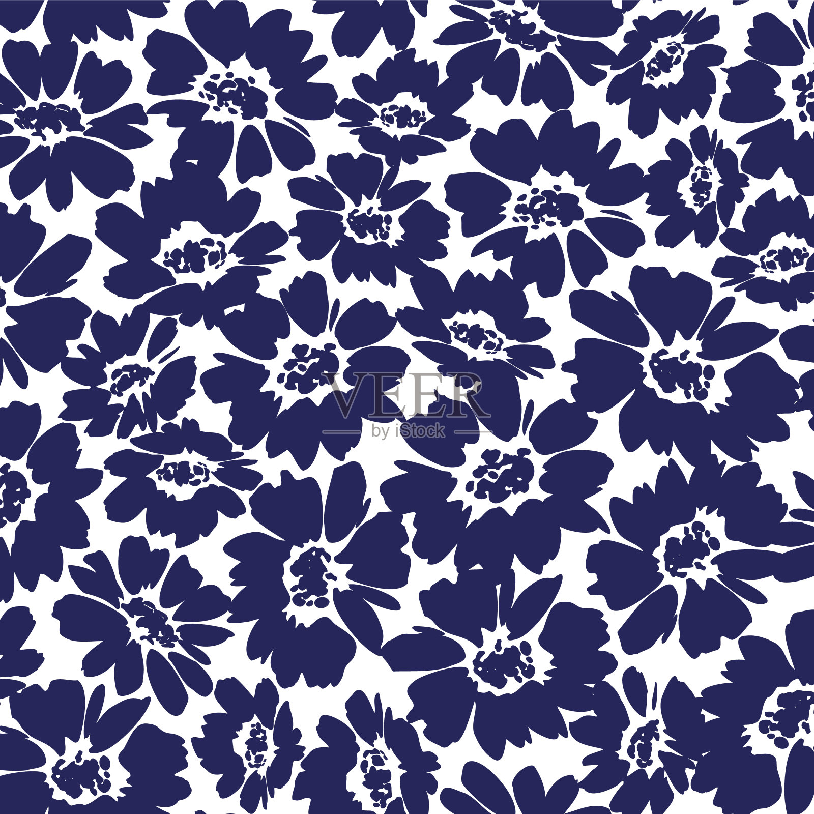 抽象的花卉图案非常适合纺织品设计，插画图片素材