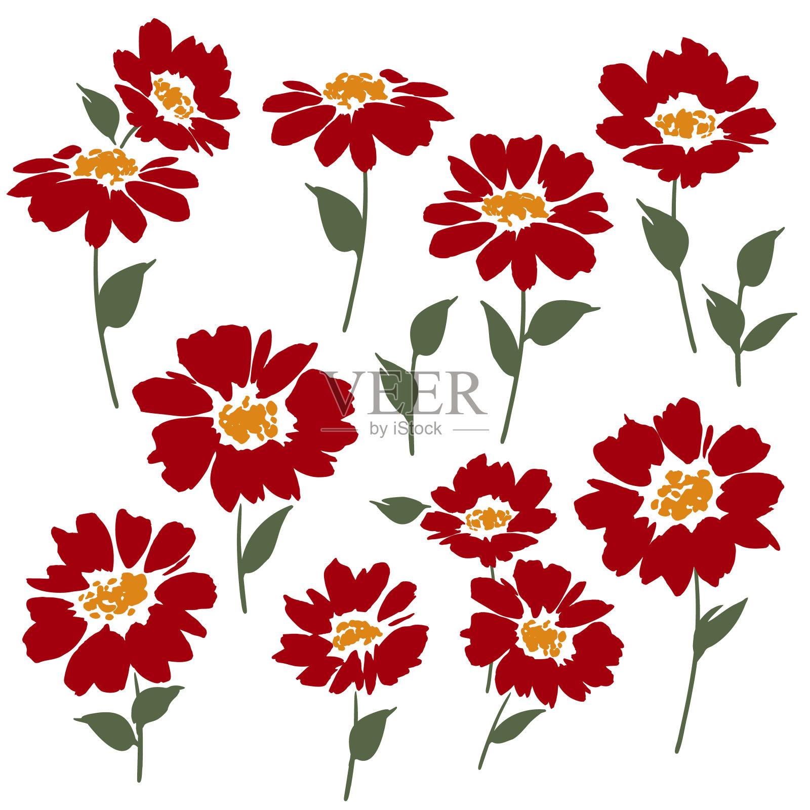 抽象花卉材料是纺织设计的理想材料，插画图片素材