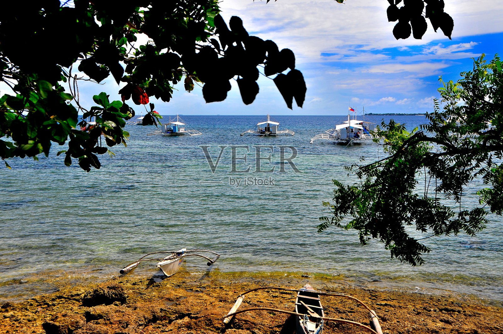 岸上的跳岛船照片摄影图片