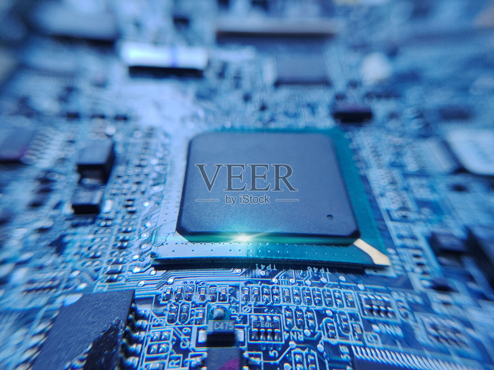 印刷电路板PCB的微距摄影照片摄影图片