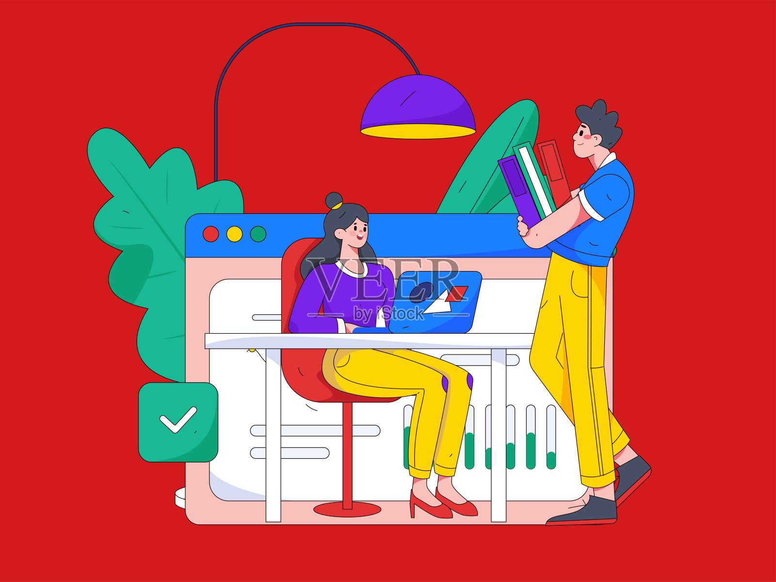 家庭室内人物场景平面矢量概念操作手绘插画插画图片素材