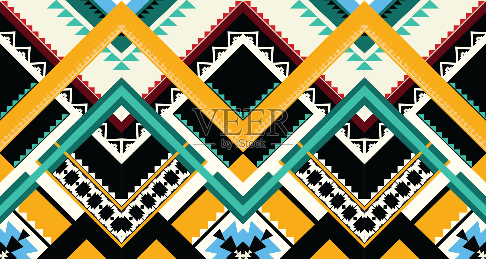 几何民族图案向量。非洲，美国，墨西哥，西部阿兹特克图案条纹和波西米亚图案。插画图片素材