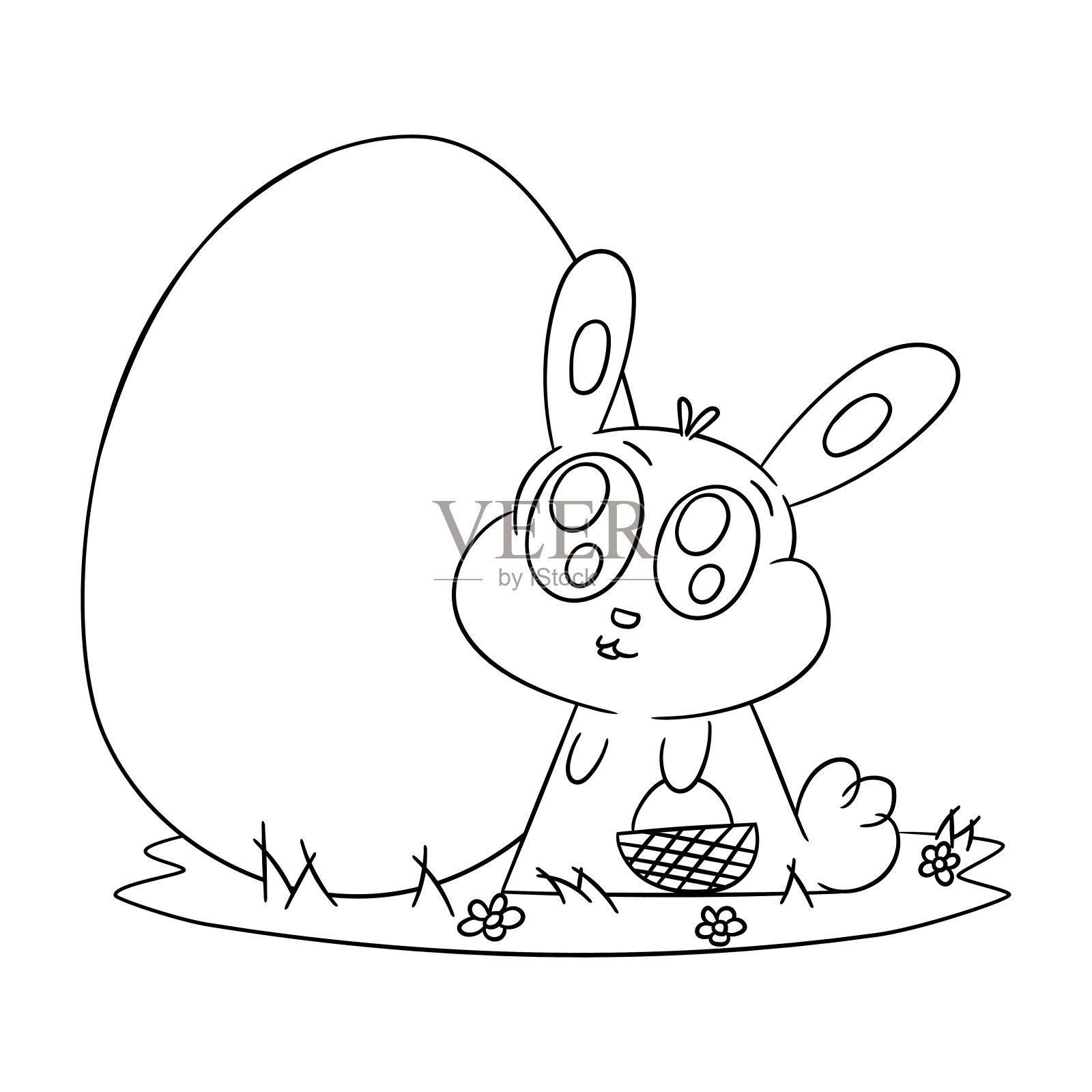 复活节兔子，轮廓插画图片素材