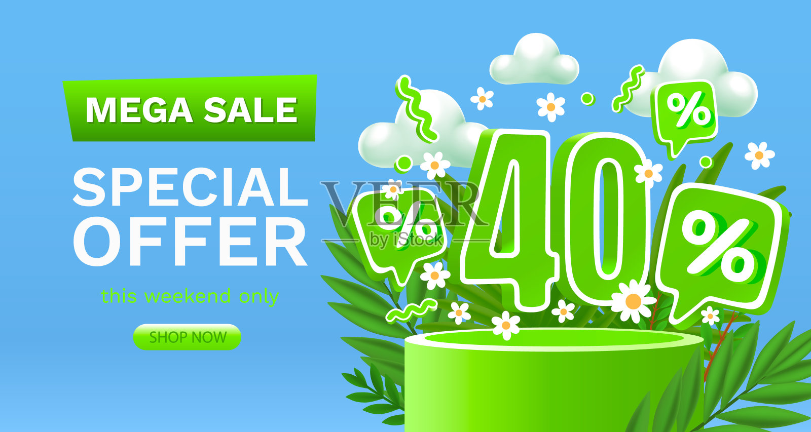 春季大减价四折，传单省钱。矢量图插画图片素材