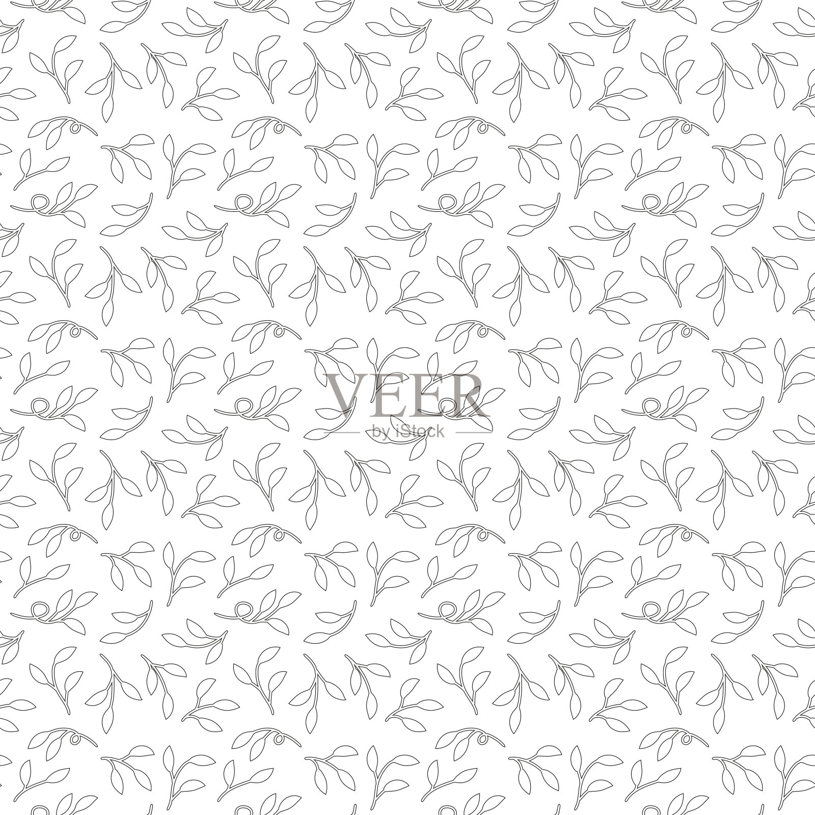 现代藤叶黑白线艺术蕾丝无缝图案。抽象波浪背景设计的涂色书，织物，剪贴簿，涂色页，简单的图案墙纸插画图片素材