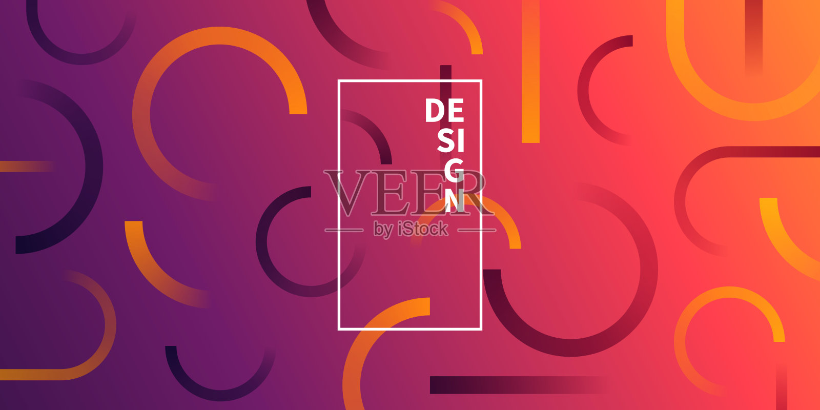 抽象设计与几何形状-时髦的橙色梯度插画图片素材