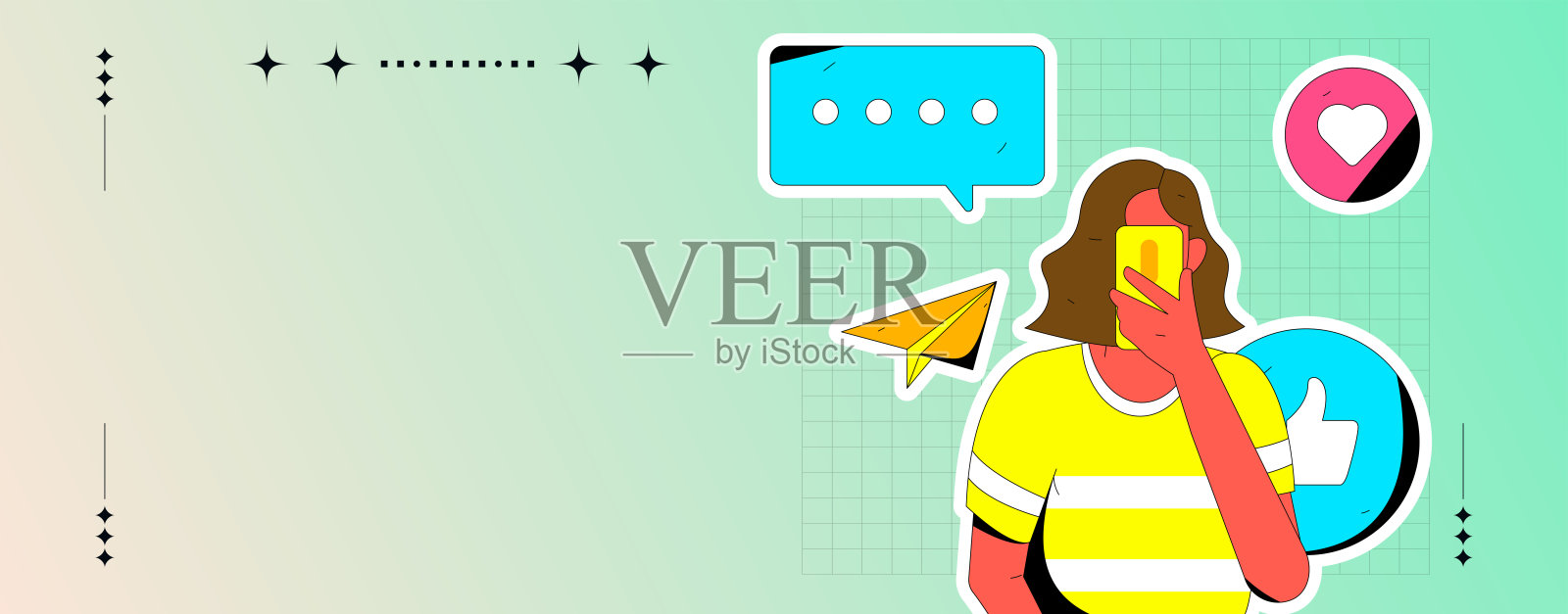 平面矢量插图的业务人员操作的工作场景插画图片素材