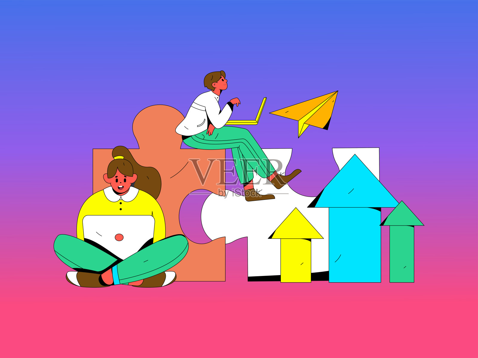 营销策划企业人物平面矢量概念操作手绘插图插画图片素材