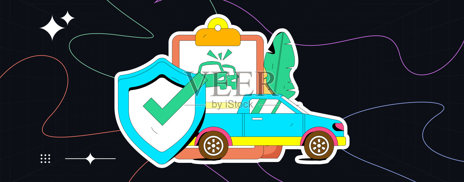 购买汽车保险平面字符矢量概念操作说明插画图片素材