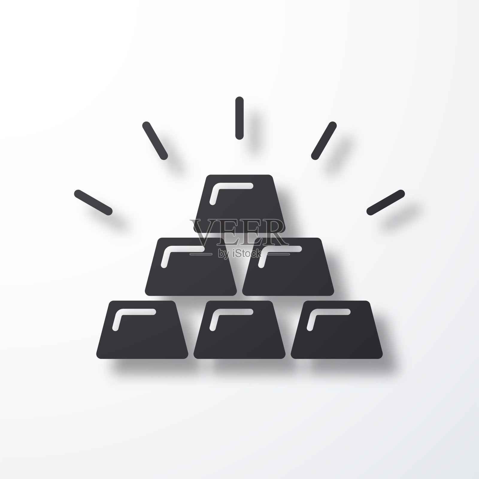 金条。白色背景上的阴影图标插画图片素材