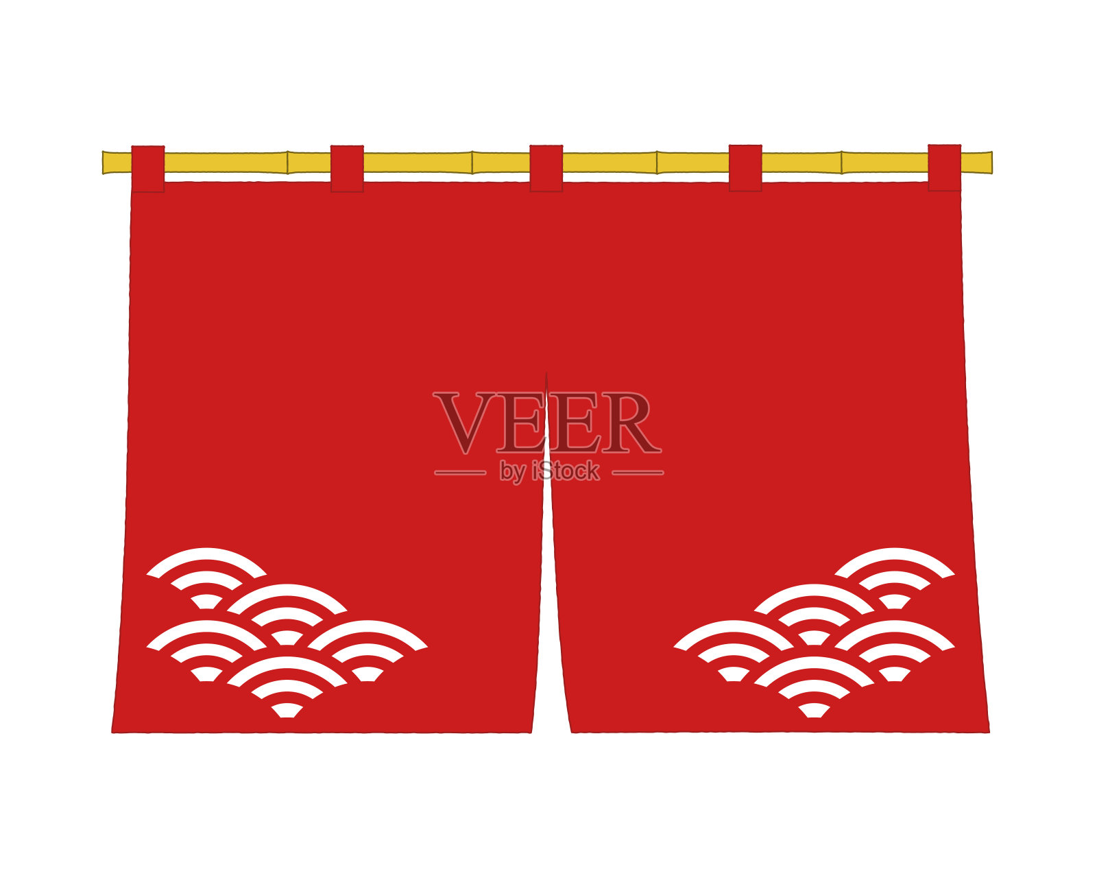 青海波浪图案红幕矢量插图插画图片素材