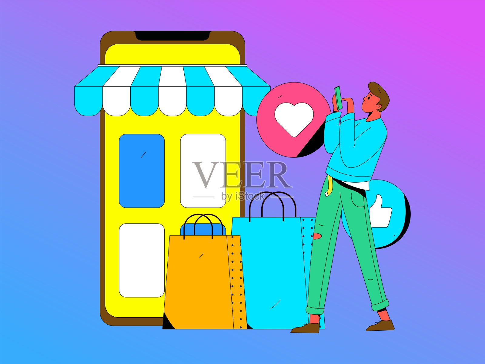 社交媒体评论扁平人矢量概念插图插画图片素材