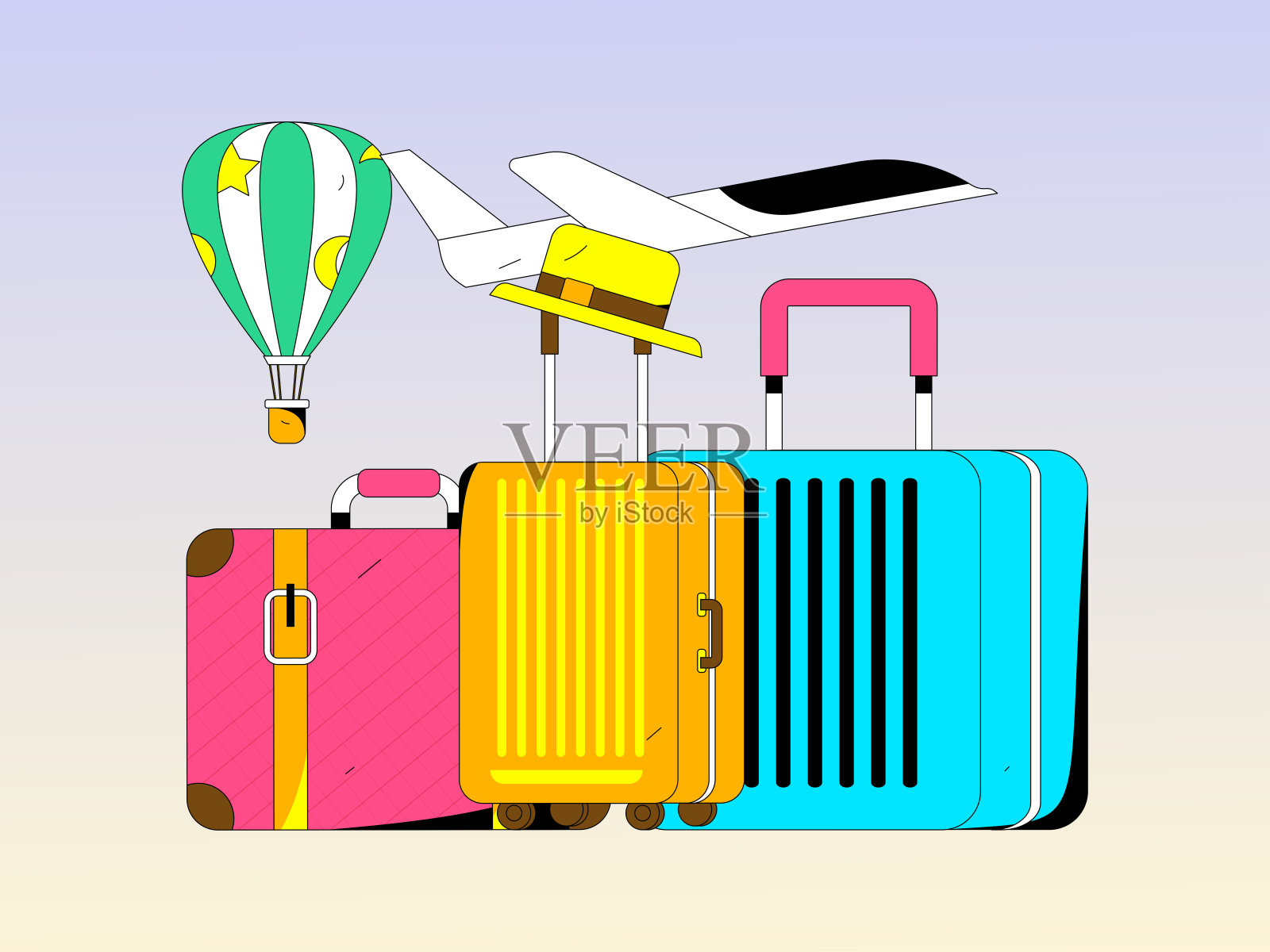 假期旅游旅游人物互联网背景矢量手绘插画插画图片素材