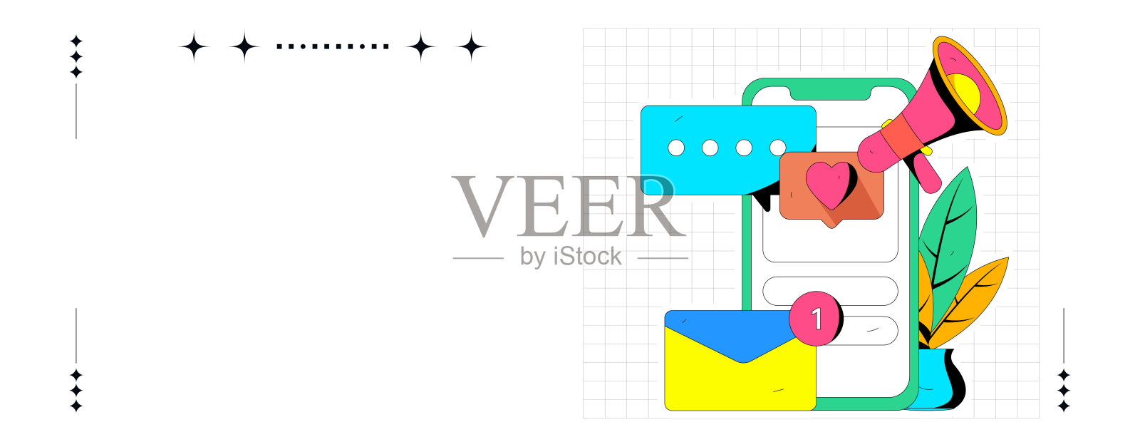 虚拟人物社会交往概念商业平面矢量手绘插画插画图片素材