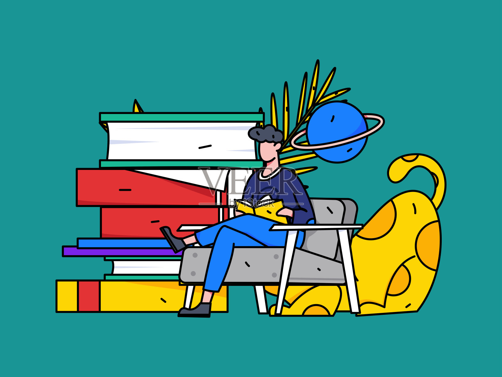 教育和学习的人平面矢量概念手绘插图插画图片素材