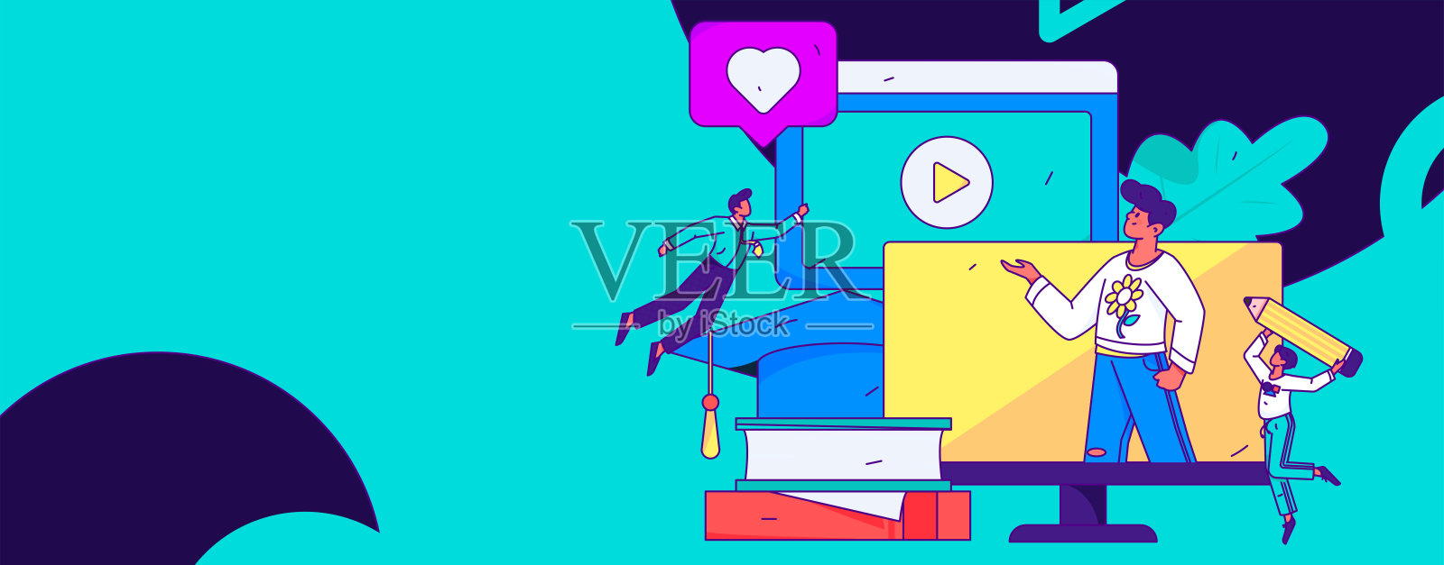 教育和学习的人平面矢量概念手绘插图插画图片素材